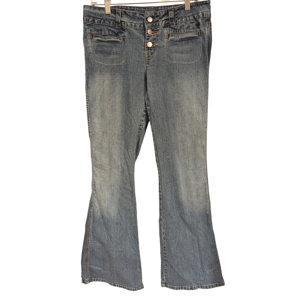Vintage Y2K Jordache Womens Blue Flare Leg Jeans Size 11/12 3 Button Fly Stretch